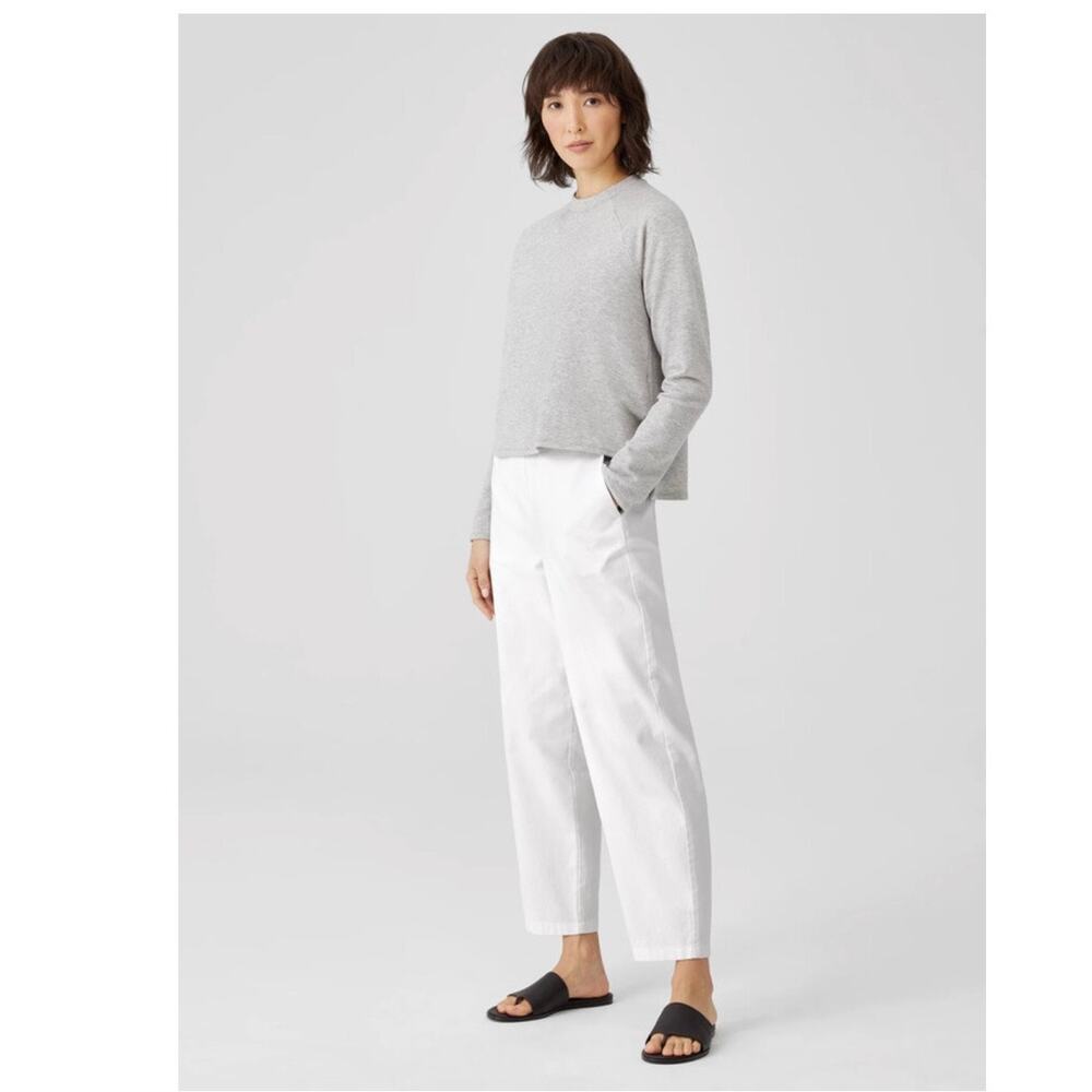 EILEEN FISHER Organic Cotton Hemp Lantern Ankle Pant White, Size X-Large/18